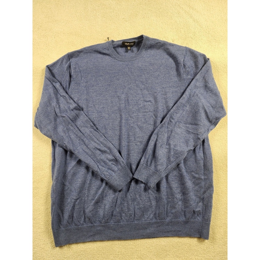 100% Merino Wool Men's Blue Murano Sweater Size 3XLarge Tall Luxury